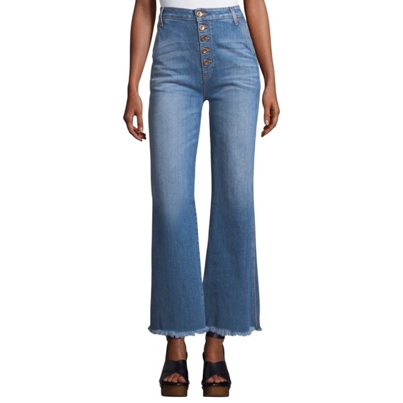 AO.LA x ALICE + OLIVIA High Rise Cropped Wide Leg Jeans in Night Moves - Picture 2 of 15